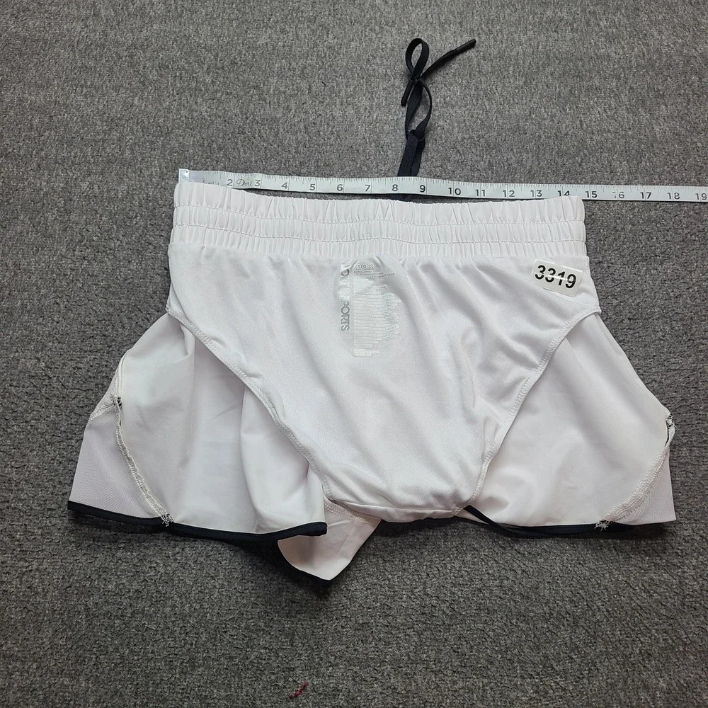 Love & Sports Running Shorts Womens XS White‎ Excellent Contrast Trim Drawstring